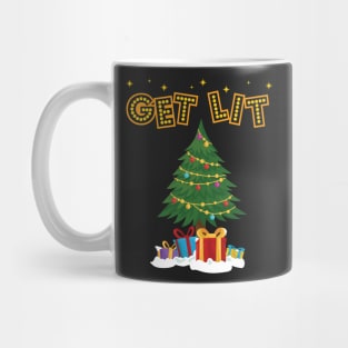 Get Lit Funny Christmas Tree Lights Festive Mug